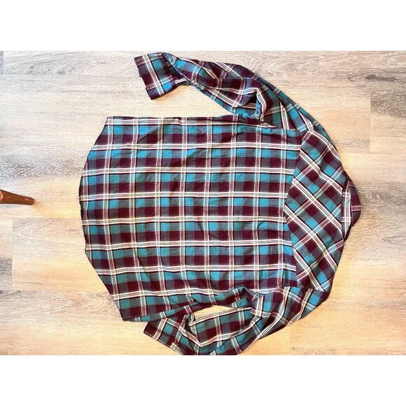Mens Ely Cattleman XL Snap-Front Plaid Western Shirt Red/Teal Long Sleeve Cotton - Picture 5 of 5